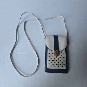 Elegant Cream and Navy blue Crossbody Bag